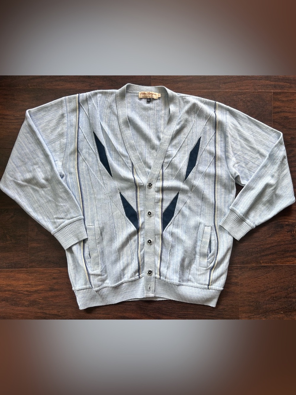 Vintage Norm Thompson Light Blue Cardigan Button Up V neck Retro Grandpacore